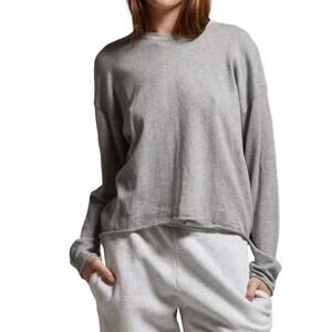 NEW ASHER sofie raw hem crew sweater top in heather grey